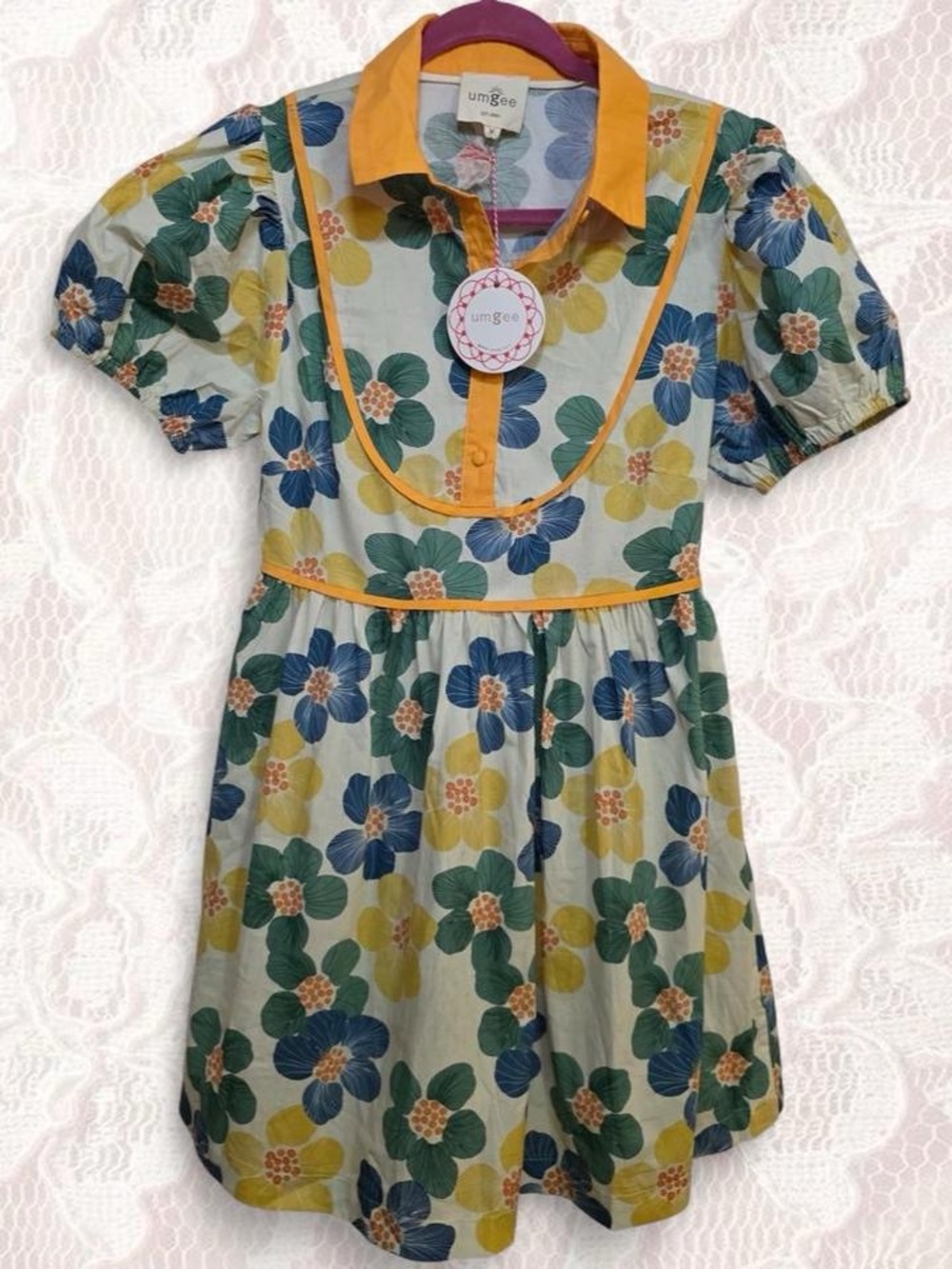 Umgee Floral Puff Sleeve Mini Dress Medium